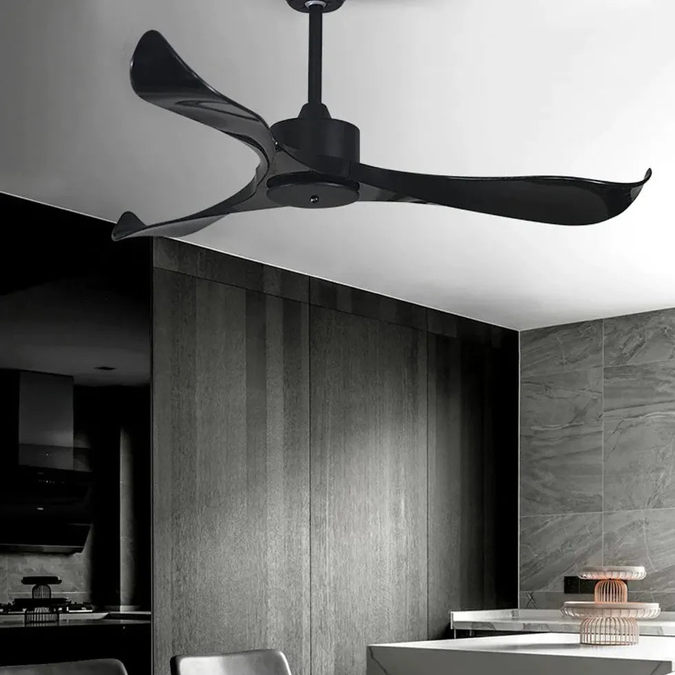 Sleek Black Modern Kitchen Ceiling Fan Light