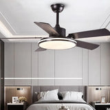 Metal Black Modern Living Room Ceiling Fan Light