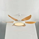 Wood Grain Blades White Body Fan Light