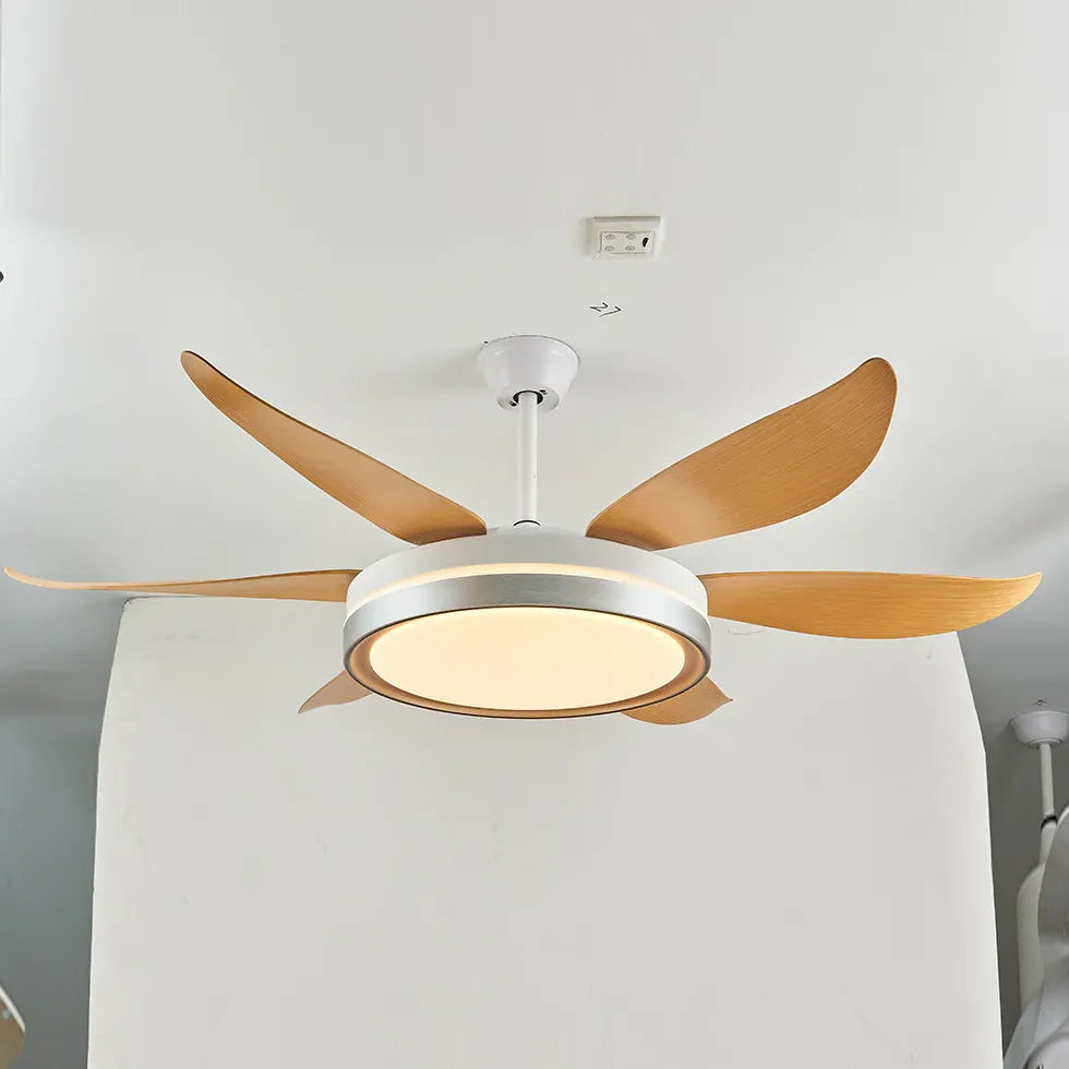 Wood Grain Modern Living Room Fan Light