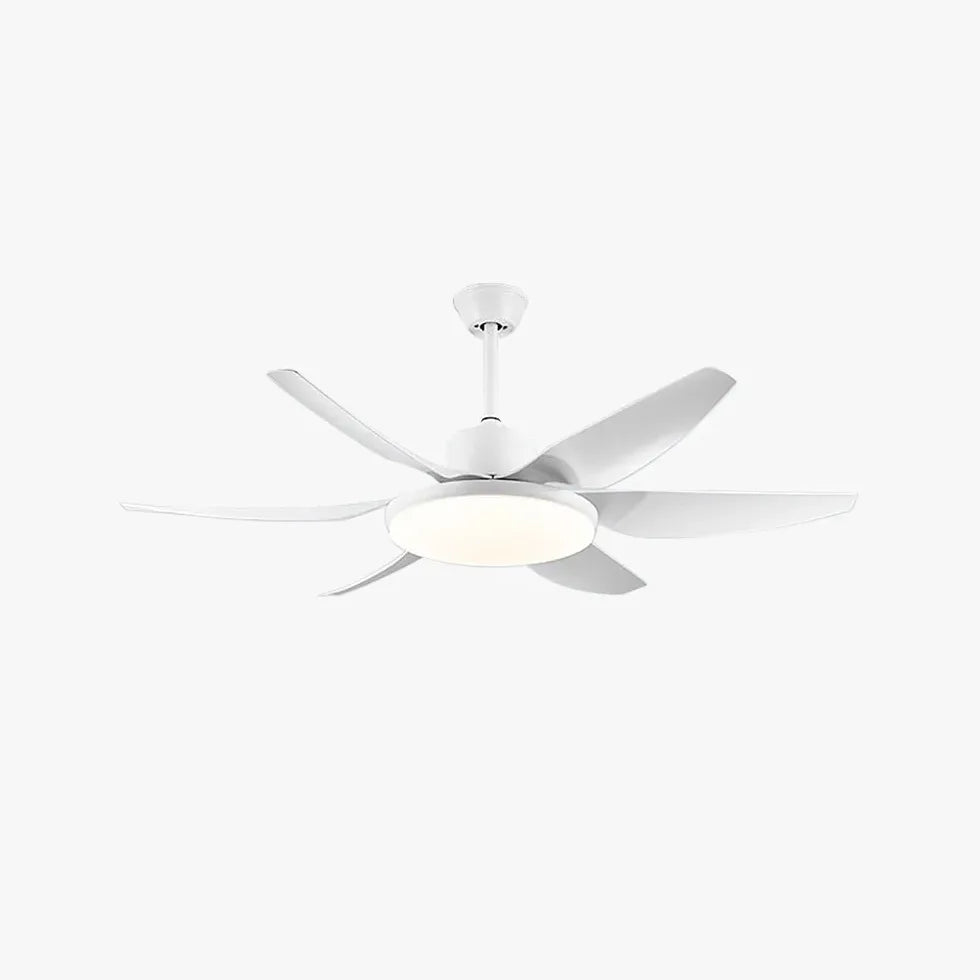 White Modern Minimalist Living Room Fan Light