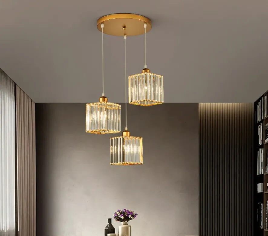 Transparent Cylindrical Glass Pendant Light