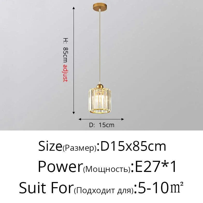 Transparent Cylindrical Glass Pendant Light