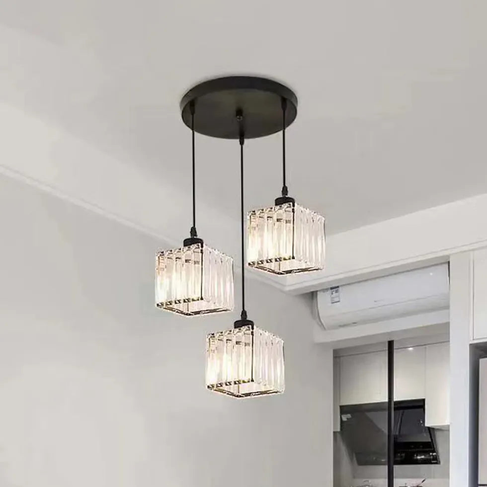 Transparent Cylindrical Glass Pendant Light