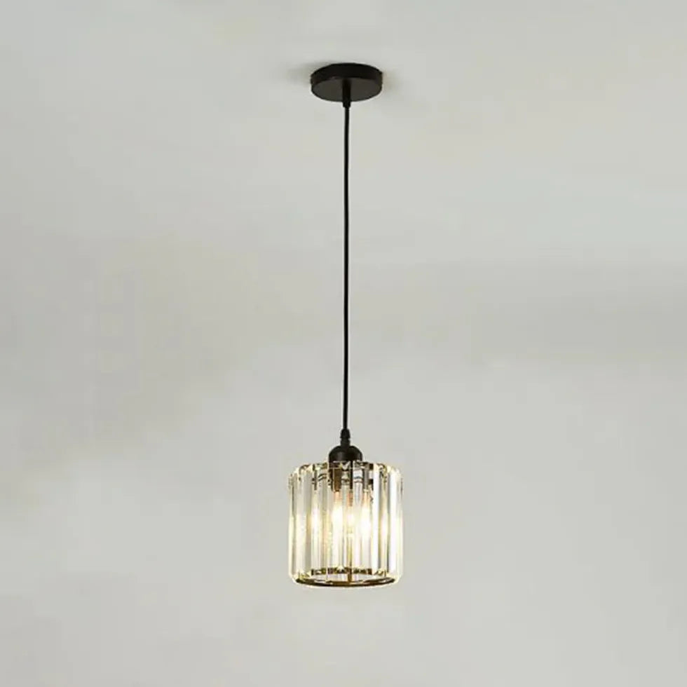 Transparent Cylindrical Glass Pendant Light