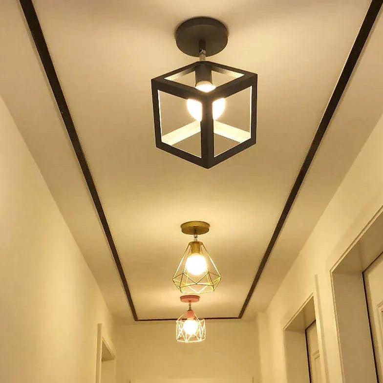 Geometric Metal Frame Black Modern Ceiling Light