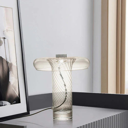 Glass Swirl Transparent Column Table Lamp