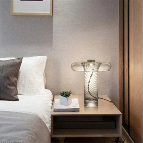 Glass Swirl Transparent Column Table Lamp