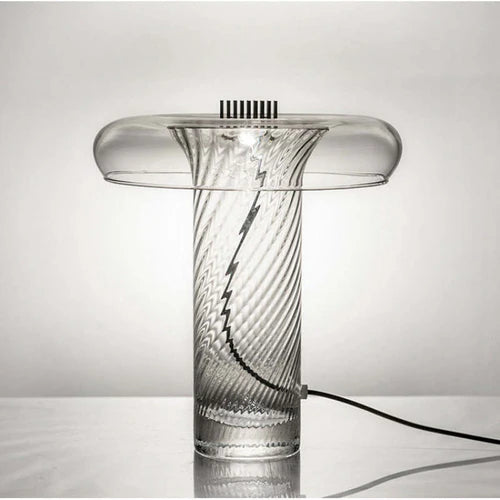 Glass Swirl Transparent Column Table Lamp