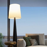 Black Cone-Shaped White Cylindrical Floor Lamp