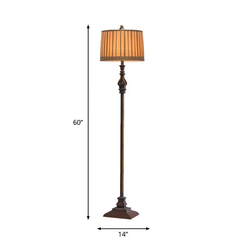 Pleated Shade Traditional Style Warm-Toned Floor Lamp