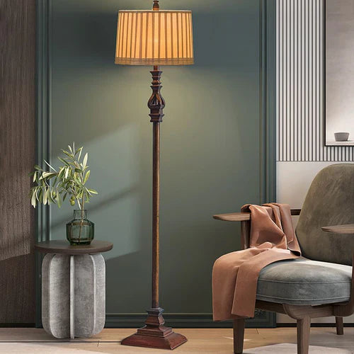 Pleated Shade Traditional Style Warm-Toned Floor Lamp