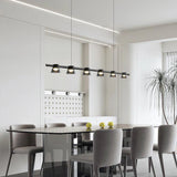 Linear Multi-Light Black Glass Pendant Light