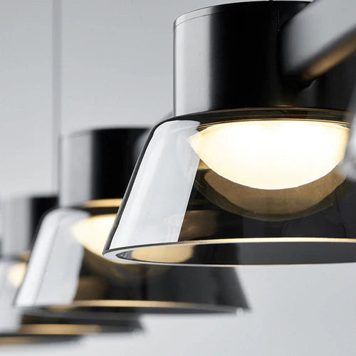 Linear Multi-Light Black Glass Pendant Light