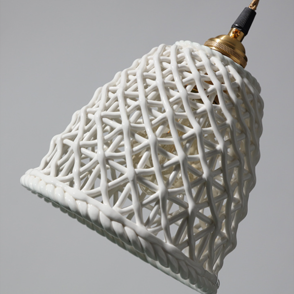 White Ceramic Lampshade Modern Pendant Light