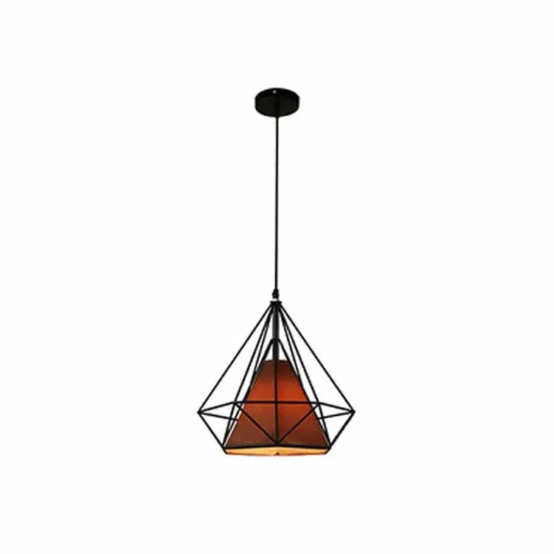 Diamond-Shaped Black Metal Industrial Pendant Light