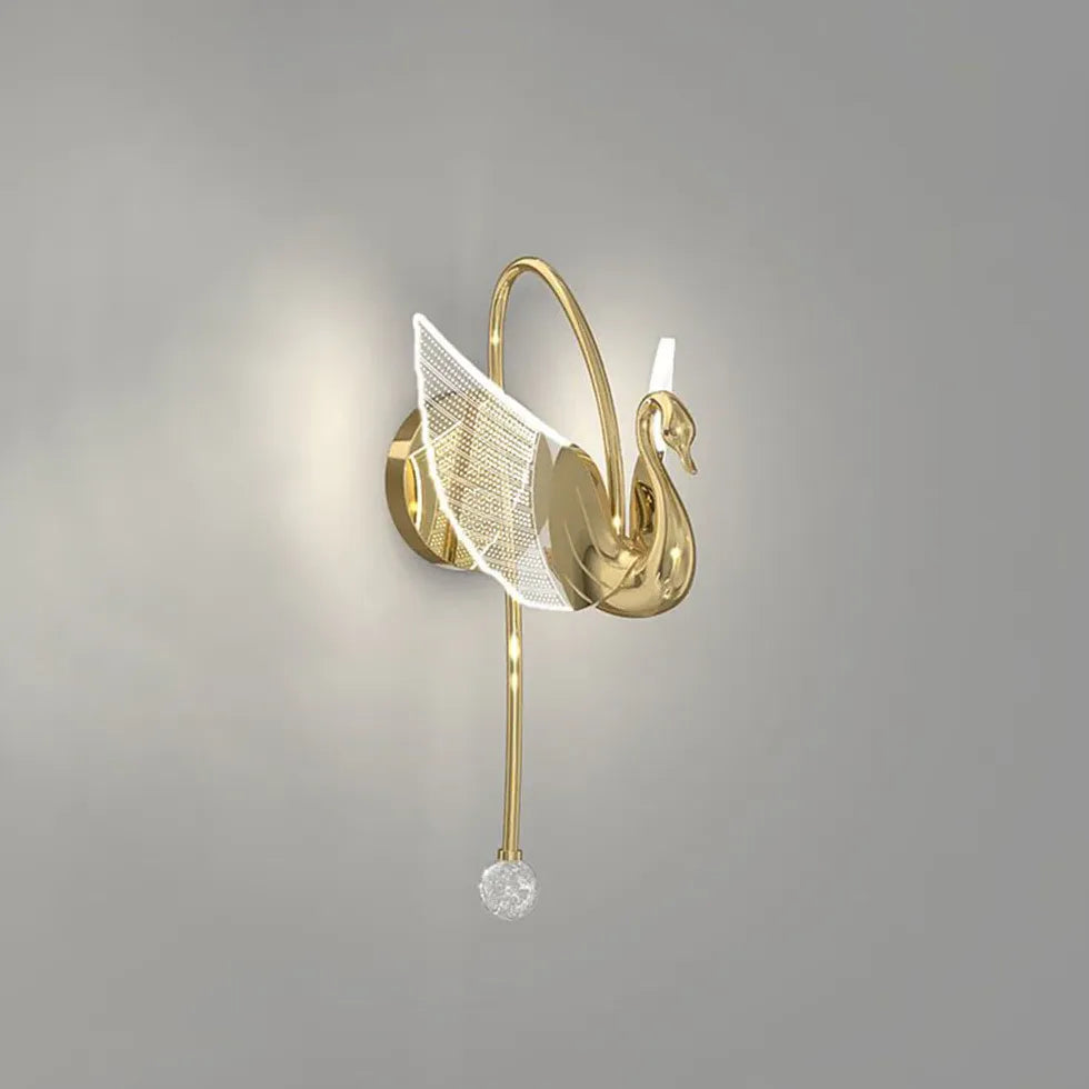 Swan Modern Gold Plug in Wall Lights