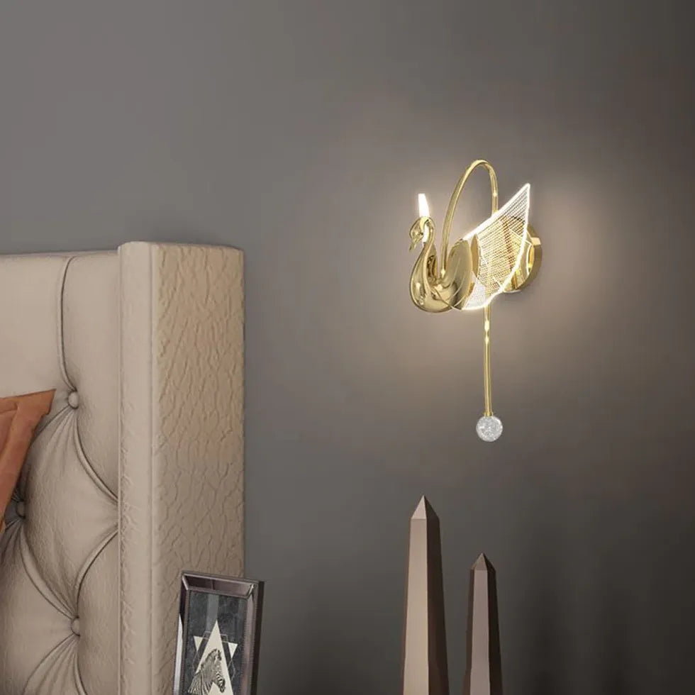 Swan Modern Gold Plug in Wall Lights