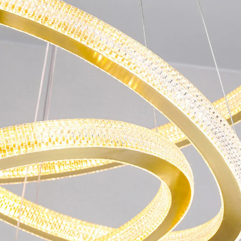 Crystal Gold Ring Modern Pendant Light