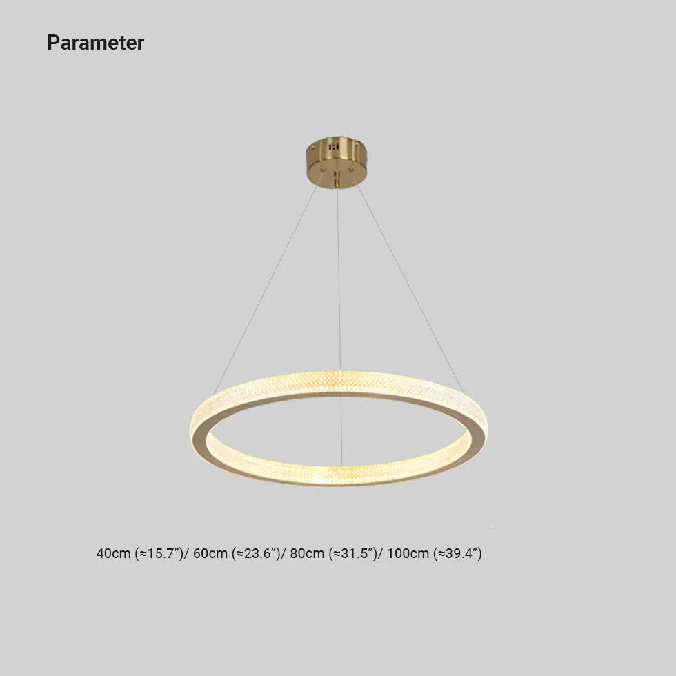 Crystal Gold Ring Modern Pendant Light