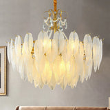 Golden Frame Translucent Glass Leaf Pendant Light