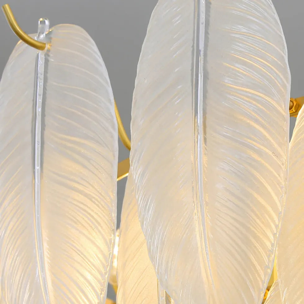 Golden Frame Translucent Glass Leaf Pendant Light