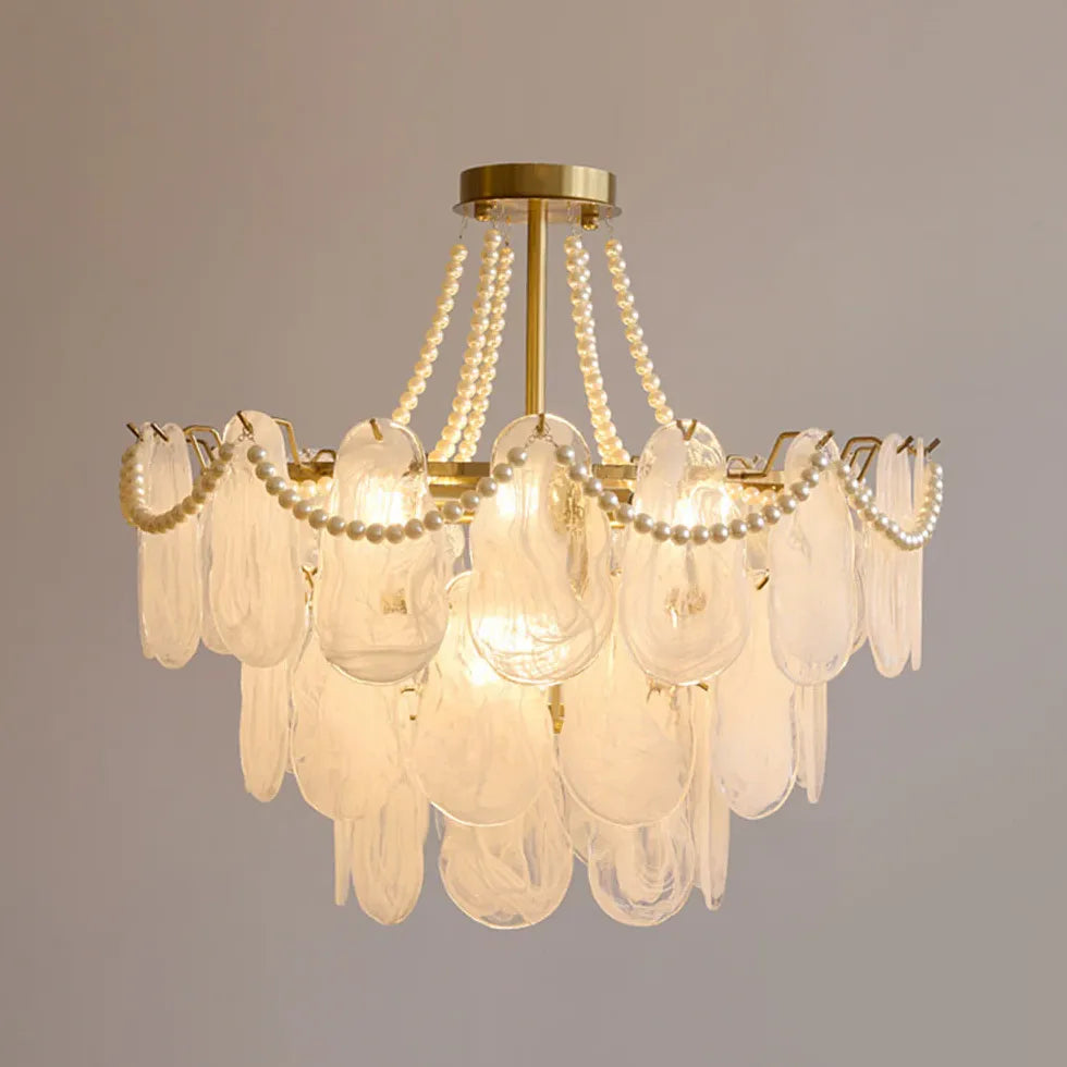 White Glass Elegant Vintage Multi-Light Chandelier