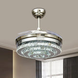 Round Crystal Silver Luxury Modern Pendant Light