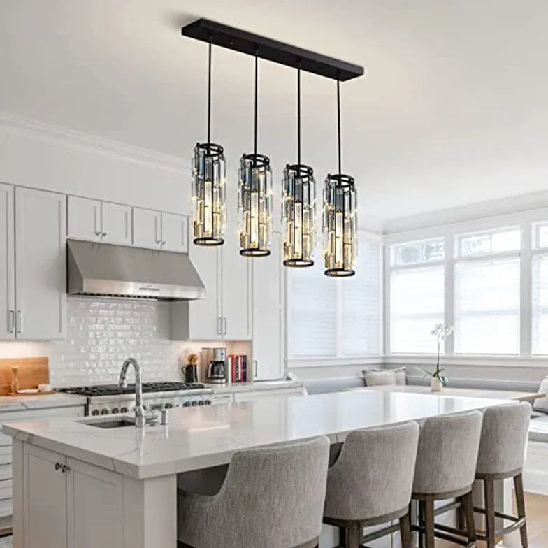 Multi-Head Cylinder Gold Crystal Modern Pendant Light