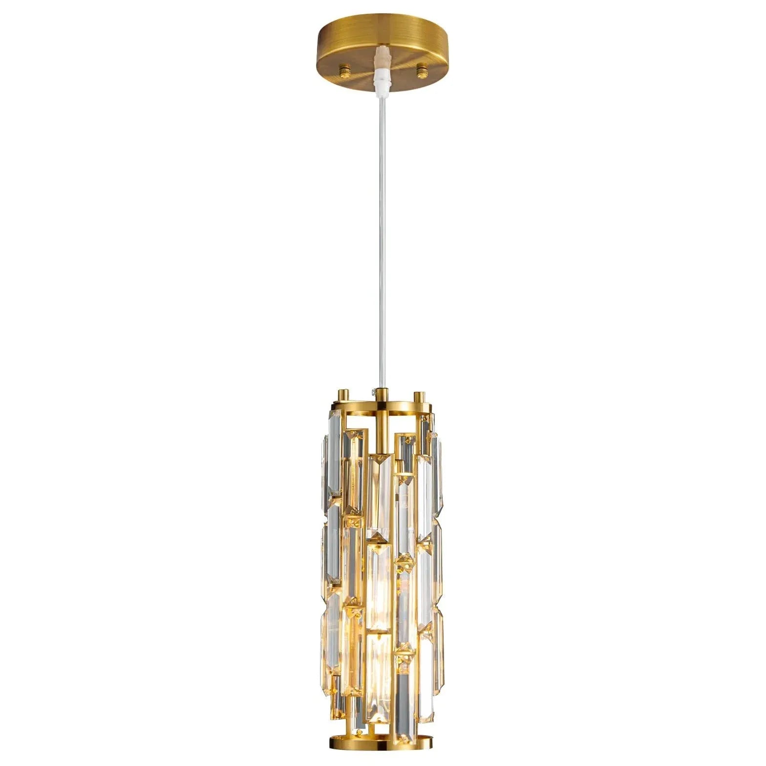 Multi-Head Cylinder Gold Crystal Modern Pendant Light