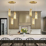 Cylinder Gold Crystal Modern Pendant Light