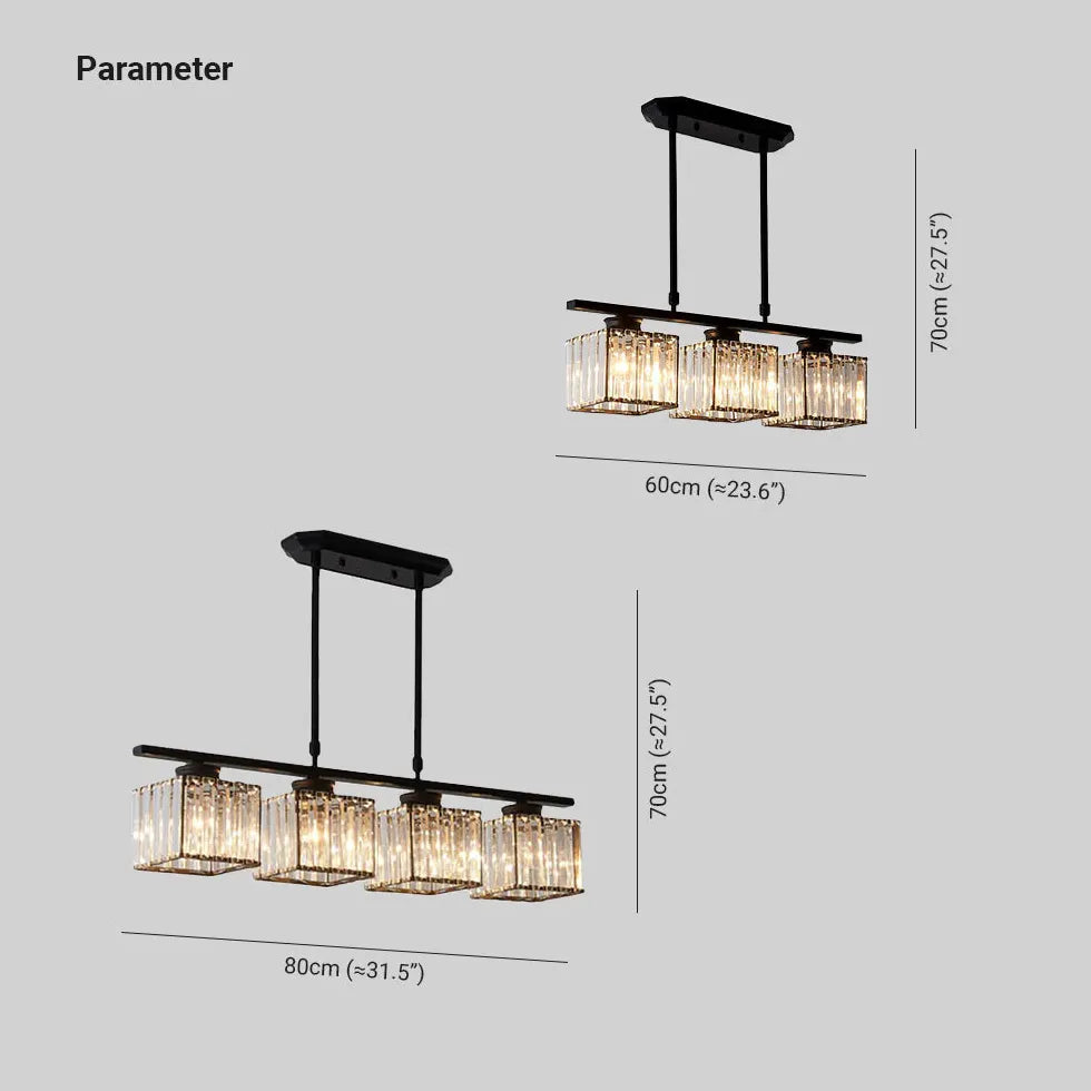 Three-Head Cube Crystal Modern Pendant Light