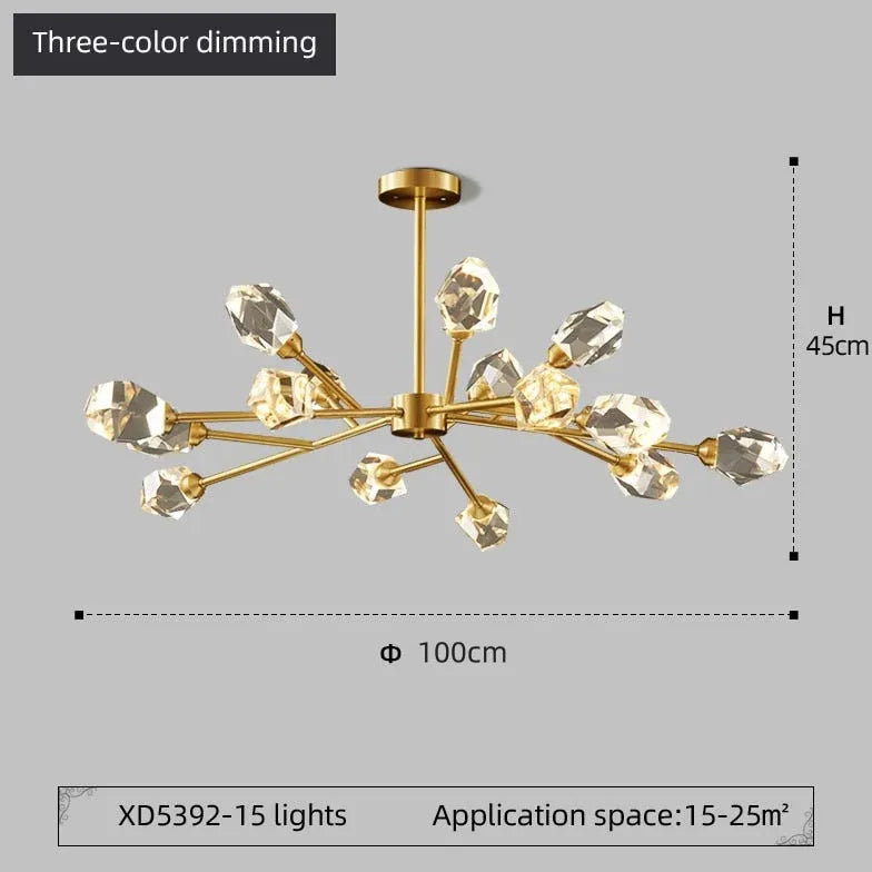 Cut Crystal Gold Modern Chandelier