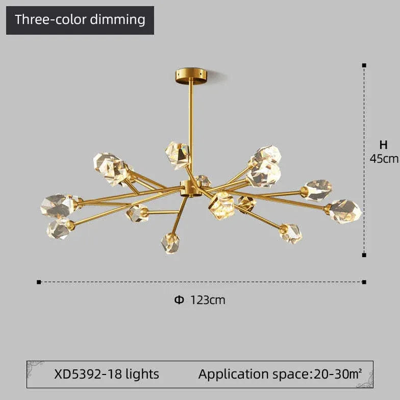 Cut Crystal Gold Modern Chandelier