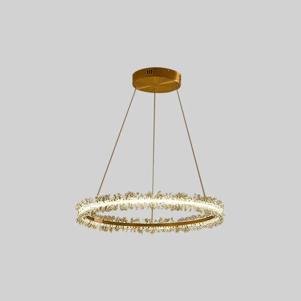 Gold Crystal Ring Modern Pendant Light