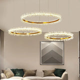 Gold Crystal Ring Modern Pendant Light