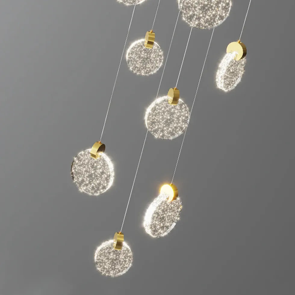 Golden Round Crystal Modern Pendant Light