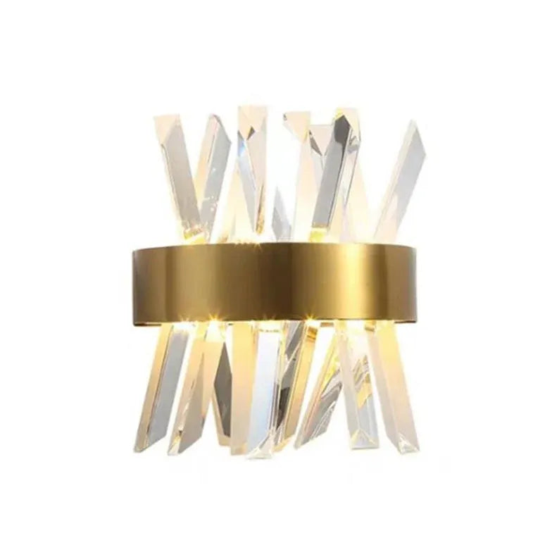 Gold Columnar Crystal Bedroom Wall Lights