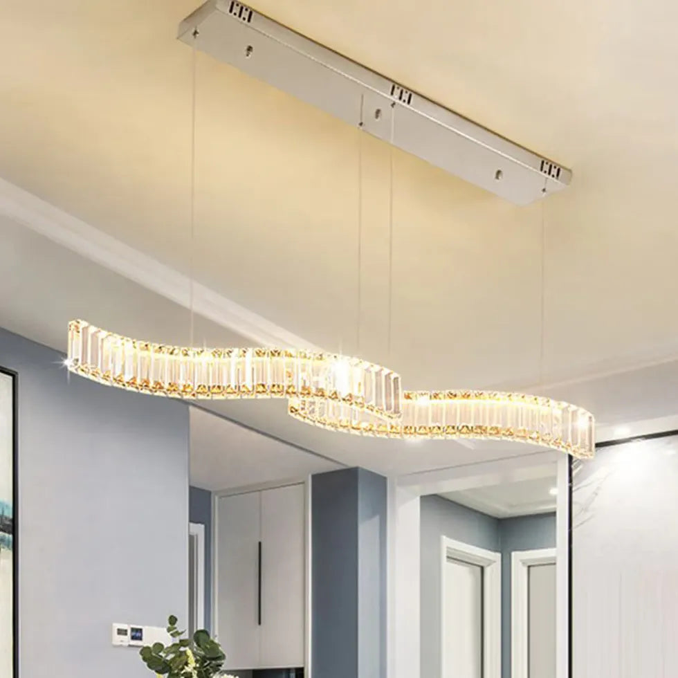 Two-Wave Crystal Pendant Light for Dining Room