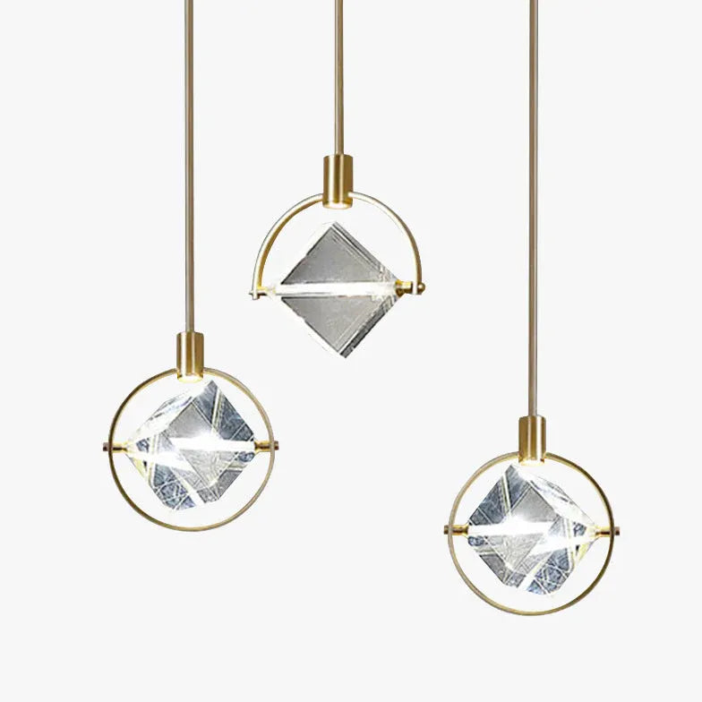 Metal Frame Round Crystal Pendant Light