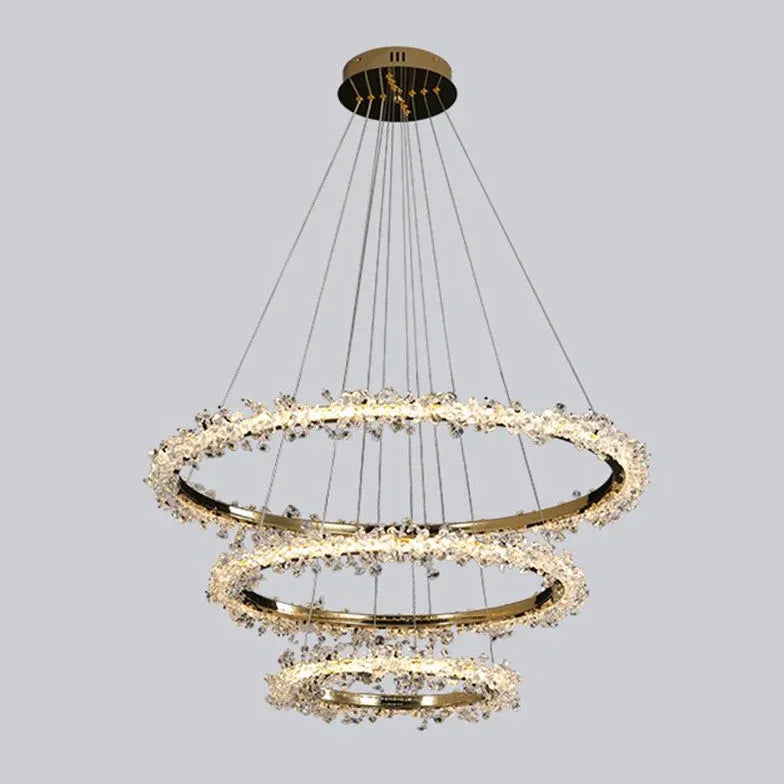 Ring Crystal Bead Modern Pendant Light