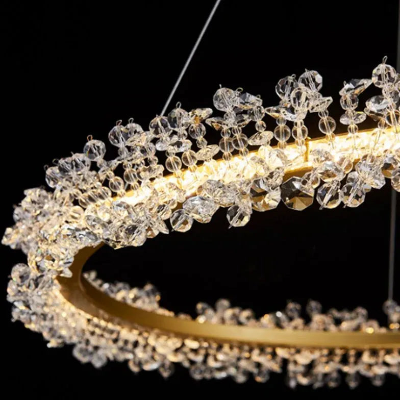 Ring Crystal Bead Modern Pendant Light