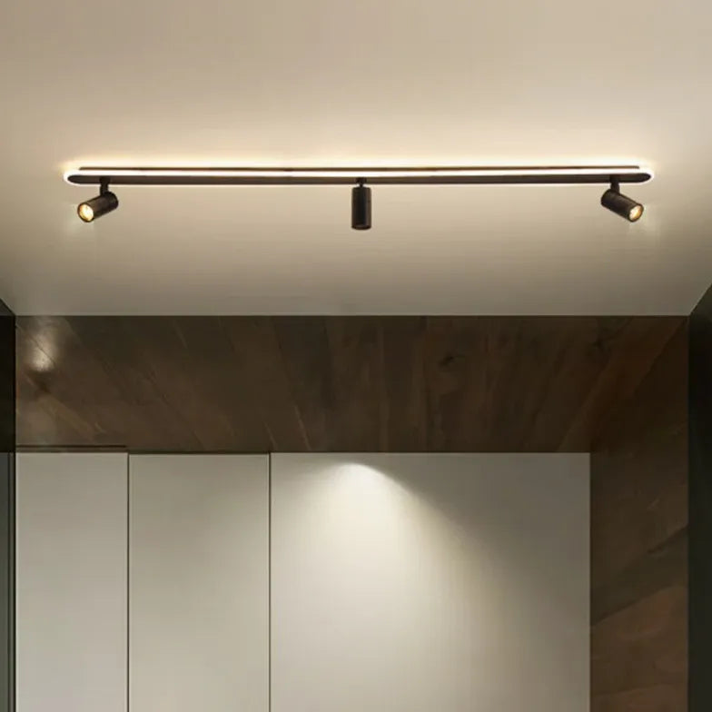 Rail Mounted Black Industrial Flush Ceiling Lights