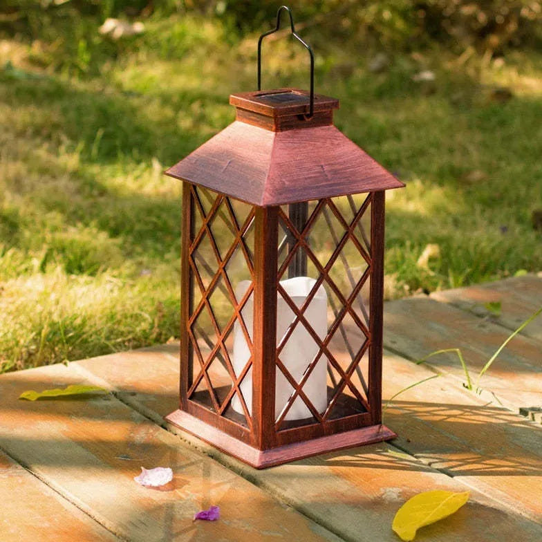 Hollow Out Flameless Candle Solar Lantern