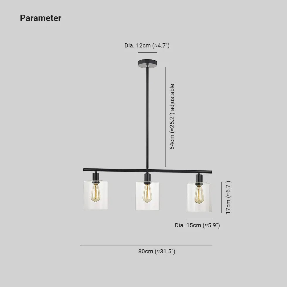 Square Transparent Black Industrial Chandelier