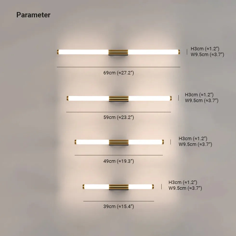 Vertical LED Gold Bedroom Wall Lights