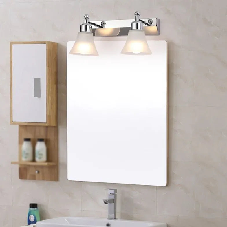 Frosted Glass Silver Mirror Bathroom Wall Lights