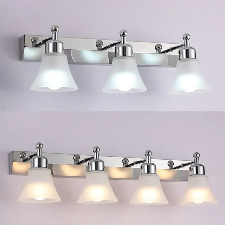 Frosted Glass Silver Mirror Bathroom Wall Lights