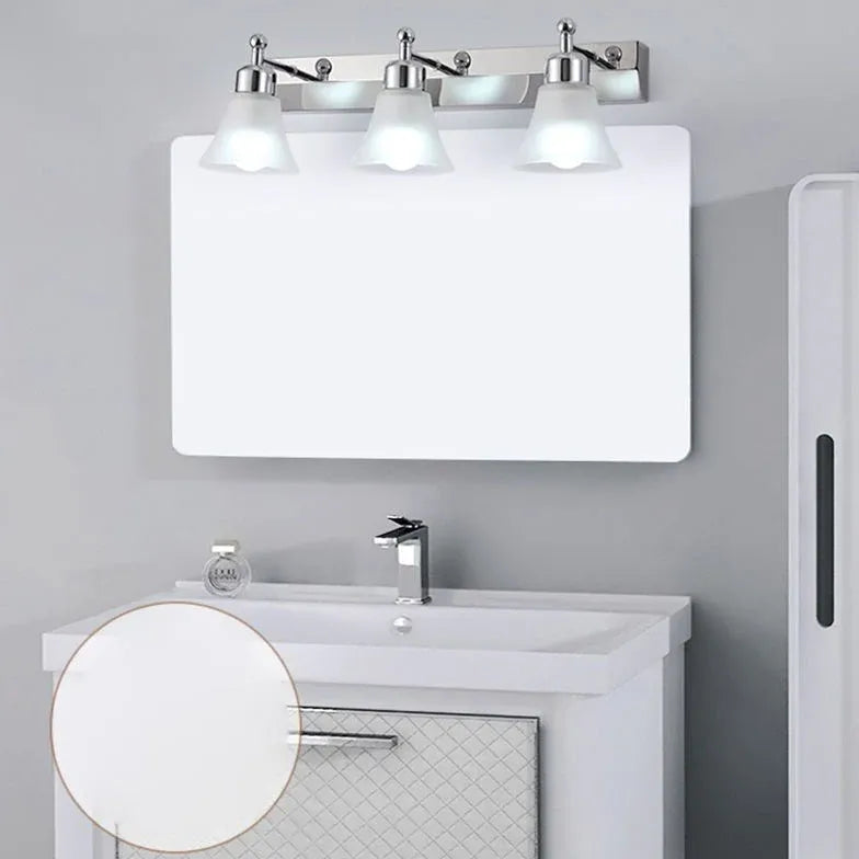 Frosted Glass Silver Mirror Bathroom Wall Lights