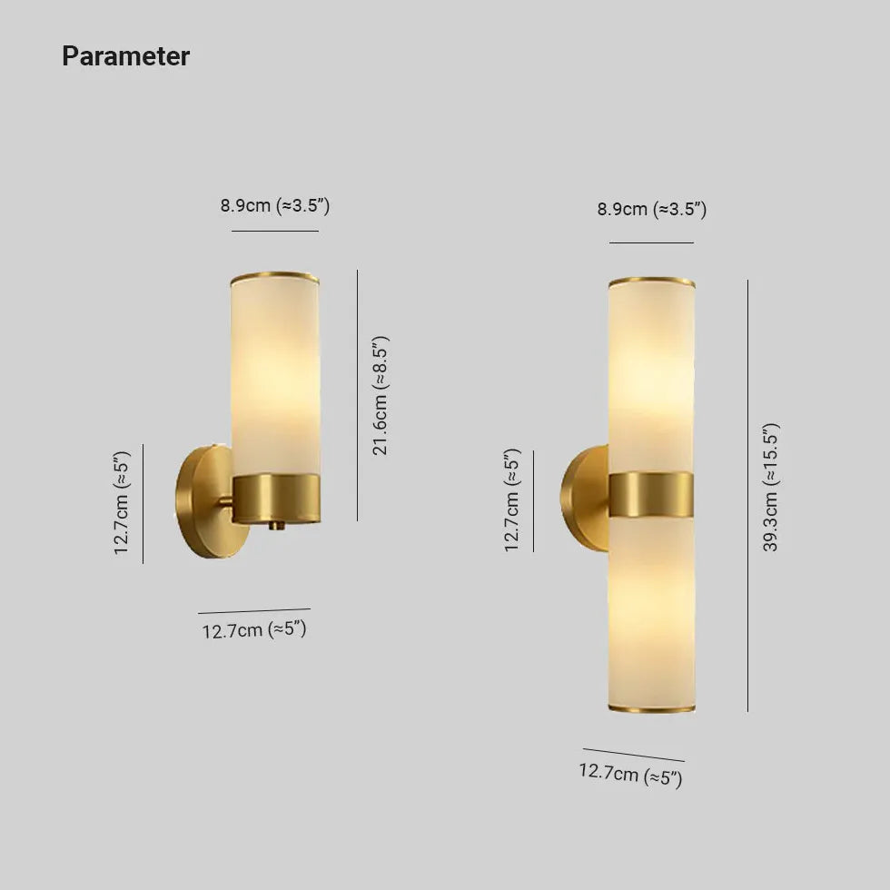 Cylinder for Bathroom Brass Wall Lights